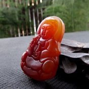 精美純天然A級紅玉髓吉祥大觀音玉佩掛件