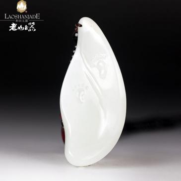 楊子作品和田玉羊脂玉籽料掛件足跡玉雕大師