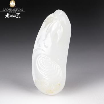 陶虎作品新疆和田羊脂玉籽料掛件竹節56.36g正品附帶證書