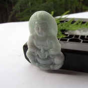 天然緬甸A貨翡翠玉大觀音掛件