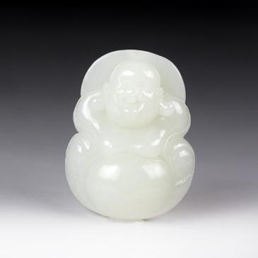 新疆天然和田玉青白玉掛件佛正品帶證書規格不同價格不同