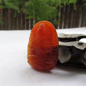 純天然巴西紅瑪瑙玉大勢至菩薩掛件