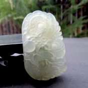 精美岫玉通透玲瓏祥瑞龍牌