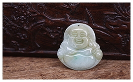 天然翡翠掛件-老坑糯種淺綠飄黃翡大肚笑佛