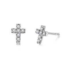 十字架—18K金钻石耳钉
