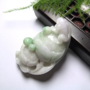 緬甸A貨青蛙荷花名聲遠揚吉祥雕件