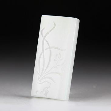 新疆天然和田玉白玉牌花卉18.21g專柜正品附帶證書