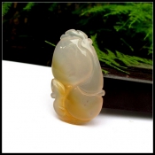 天然巴西瑪瑙玉雙色福祿壽掛件