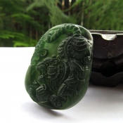 精美碧綠天然岫玉通透猛虎玉牌掛件/玉石虎虎生威項墜/岫巖玉生肖虎玉墜/玉緣軒正品