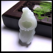 純天然緬甸A貨淡綠立體翡翠玉生肖牛吊墜/玉緣軒正品
