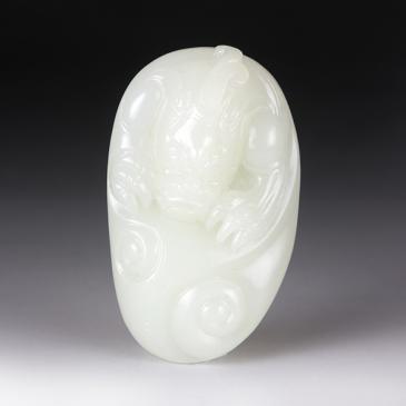 石桂新作品新疆天然和田玉白玉掛件貔貅玉雕大師收藏