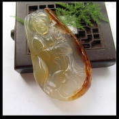 純天然冰彩玉髓觀音掛件
