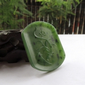 純天然新疆和田碧玉蘭花玉牌掛件/玉緣軒正品