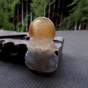 天然巴西瑪瑙玉冰透觀音掛件