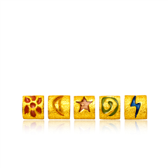 【送紅繩】日月星云電炫彩套裝黃金足金吊墜轉運珠