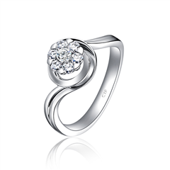 【灵犀】闪悦系列一生挚爱白色18K金镶钻石戒指