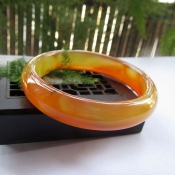 純天然水草瑪瑙暖橙色玉鐲
