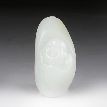 張振興作品新疆和田玉羊脂玉籽料掛件佛29.39g玉雕大師收藏