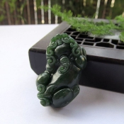 純天然新疆和田玉碧玉辟邪貔貅吊墜