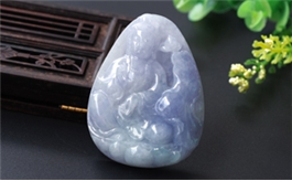 天然翡翠掛件--老坑糯種春帶彩雙面精雕蓮座觀音