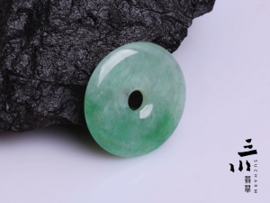 冰糯種翠綠天然A貨翡翠平安扣吊墜