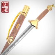 【熱銷】鏤空黃銅武術太極劍--手工制作高檔龍鳳檀武術太極劍！