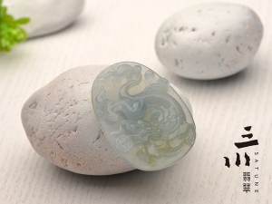 冰種天然A貨翡翠龍牌吊墜