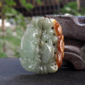 精美翡翠帶紅翡俏色連年有余吉祥花件