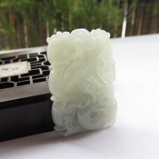 純天然緬甸a貨翡翠冰潤淡綠竹節騰龍吉祥掛件