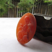 純天然紅玉髓生肖兔掛件/玉緣軒正品