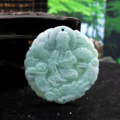 緬甸翡翠豆色吉祥龍觀音