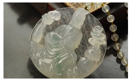 天然翡翠掛件--物華天寶極品珍藏老坑玻璃種厚實潤透飄綠精工立體細雕佛堂大殿萬世尊仰慈翡觀音同色系玻璃種潤透圓珠玉鏈