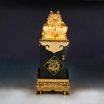 新疆天然和田玉青玉小印章帶鑲嵌專柜正品包郵
