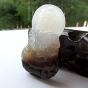 天然瑪瑙雙色精致冰透玉觀音掛件