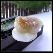 純天然新疆和田玉糖青白玉糖色金蟾掛件