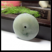 緬甸A貨翡翠冰油青飄花玉平安扣吊墜