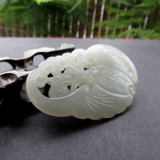 精美天然和田玉青白玉鏤空精雕蝴蝶飛飛玉佩掛件