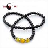 【3A】泗玥砭石头珠玛瑙项链(7mm)黄色红色