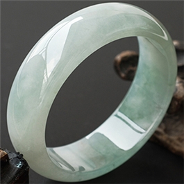 天然翡翠手镯--老坑冰种浅绿秀丽灵韵扁口圆镯（56）S1000N-106