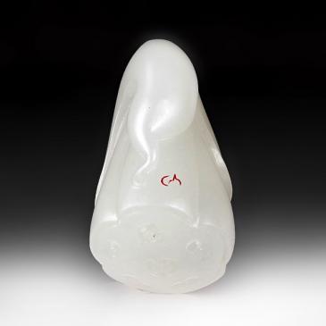 新疆天然和田白玉掛件蓮【老山御道“山”款】收藏