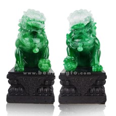 精品仿青玉風水獅(對)★辟邪化煞官運權威保平安★風水擺件