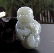 精品新疆和田玉送財童子富貴有余把玩件