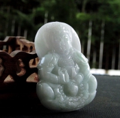 精美緬甸翡翠A貨淡綠寶珠凈瓶玉觀音掛件/緬甸玉石觀音玉佩/開光護(hù)身辟邪玉觀音項(xiàng)墜/玉緣軒正品