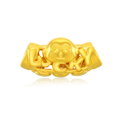 光沙硬金LUCKY猴運來黃金足金吊墜轉運珠