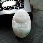 純天然緬甸a貨飄綠翡翠玉笑佛吊墜/玉緣軒正品