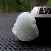 精品翡翠A貨冰瑩通透笑佛吊墜/緬甸翡翠玉石彌勒佛掛件/玉佛項墜佛公笑佛/玉緣軒正品