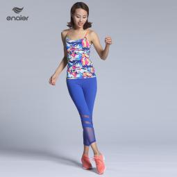 2016夏季新款专业高端运动跑步裤女士性感修身印花七分裤