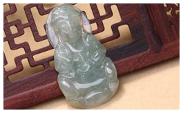 天然翡翠掛件-老坑冰糯種油青綠雙面精雕慈悲辟邪觀音