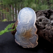 純天然冰種玉髓觀音掛件