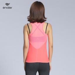 女士網紗拼接運動跑步健身服背心上衣